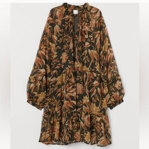 H&M Floral Print Tiered Dress Size 16 NWT